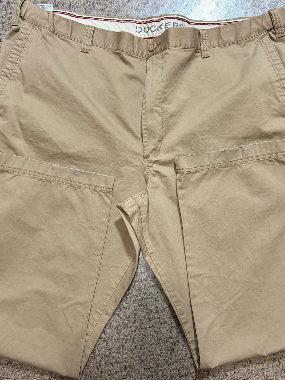 Dockers Men’s Classic Khaki Pants - Tan Flat Front Classic Fit 48x32